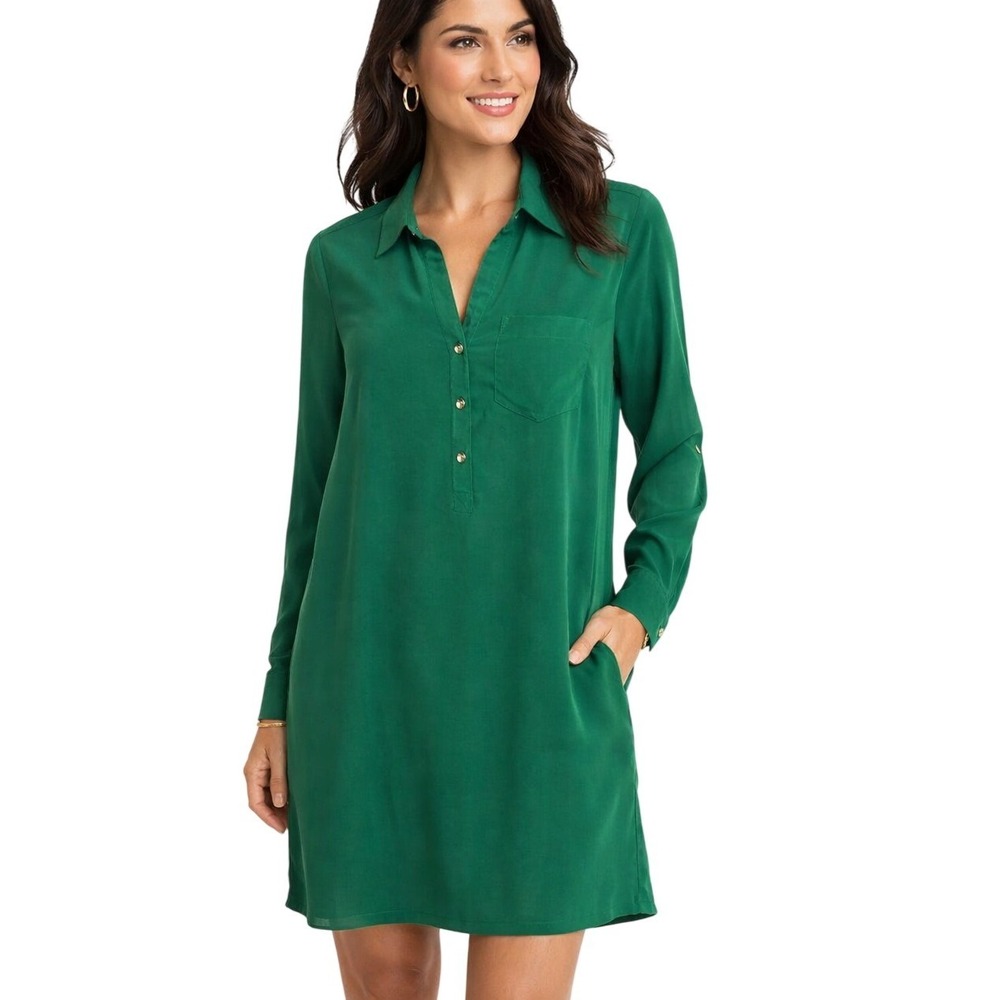 The Limited Green Shirt Dress Size M‎ Button Front Long Sleeve Tunic